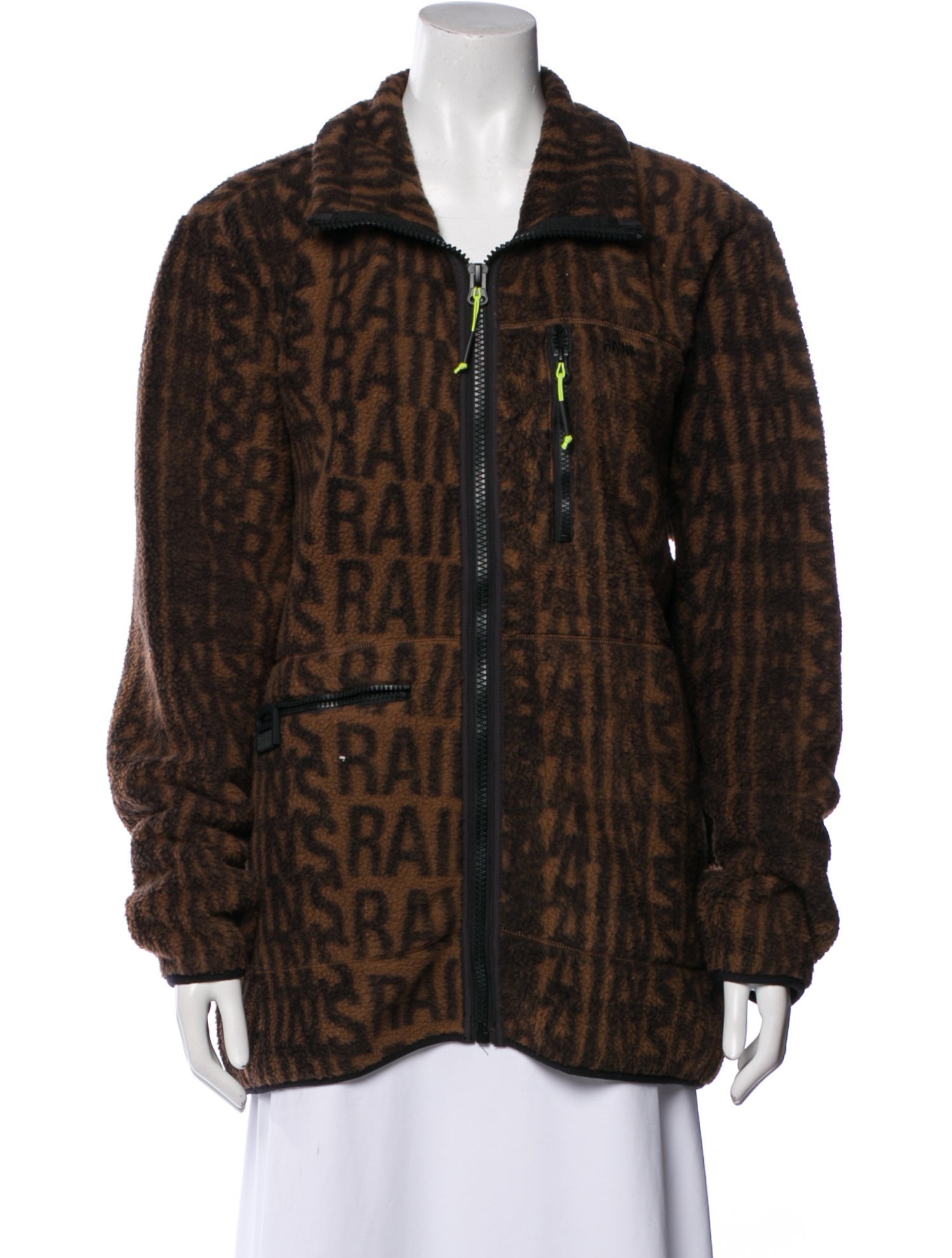 Rains Printed Faux Fur Jacket