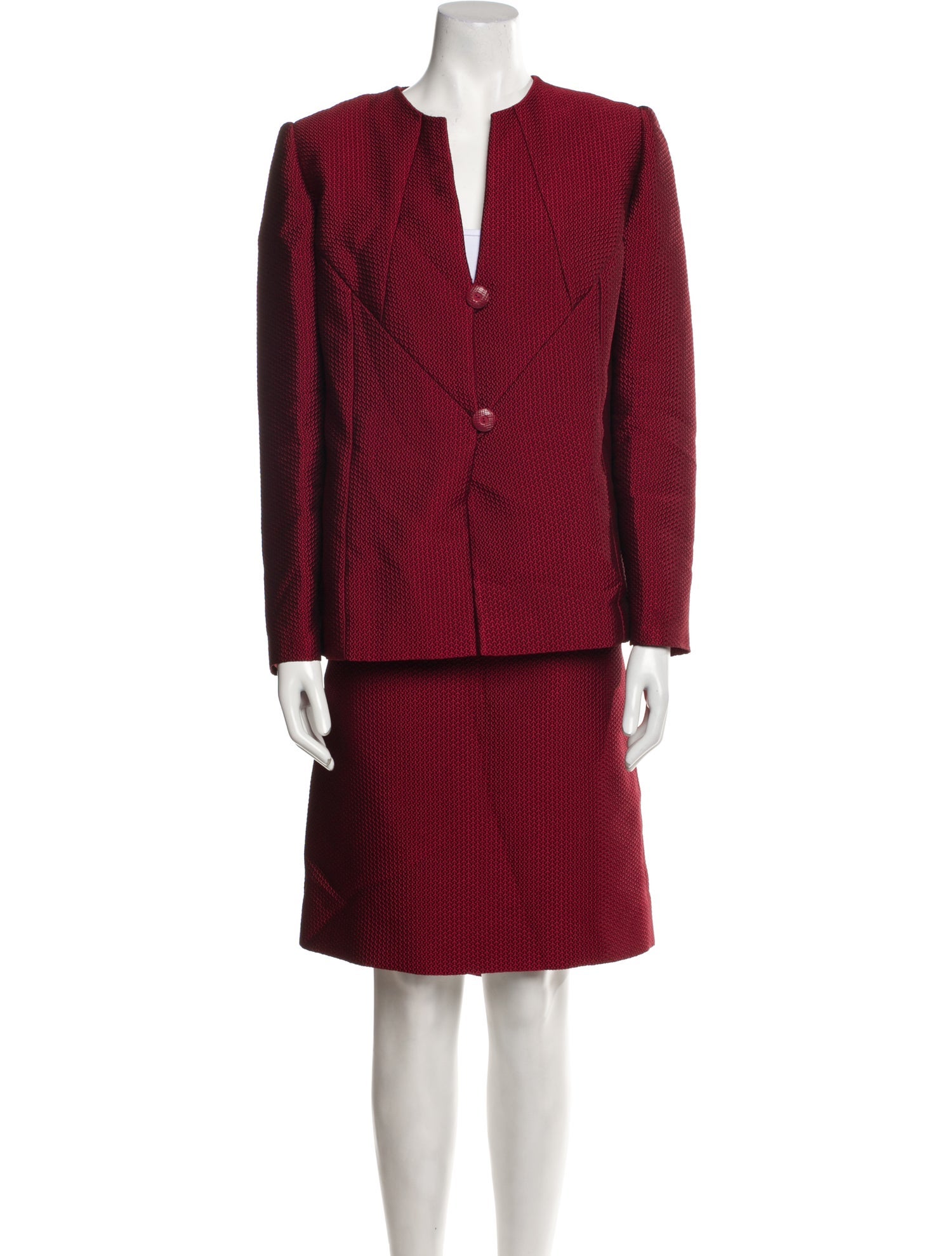 Ripetta Silk Embroidered Accent Skirt Suit