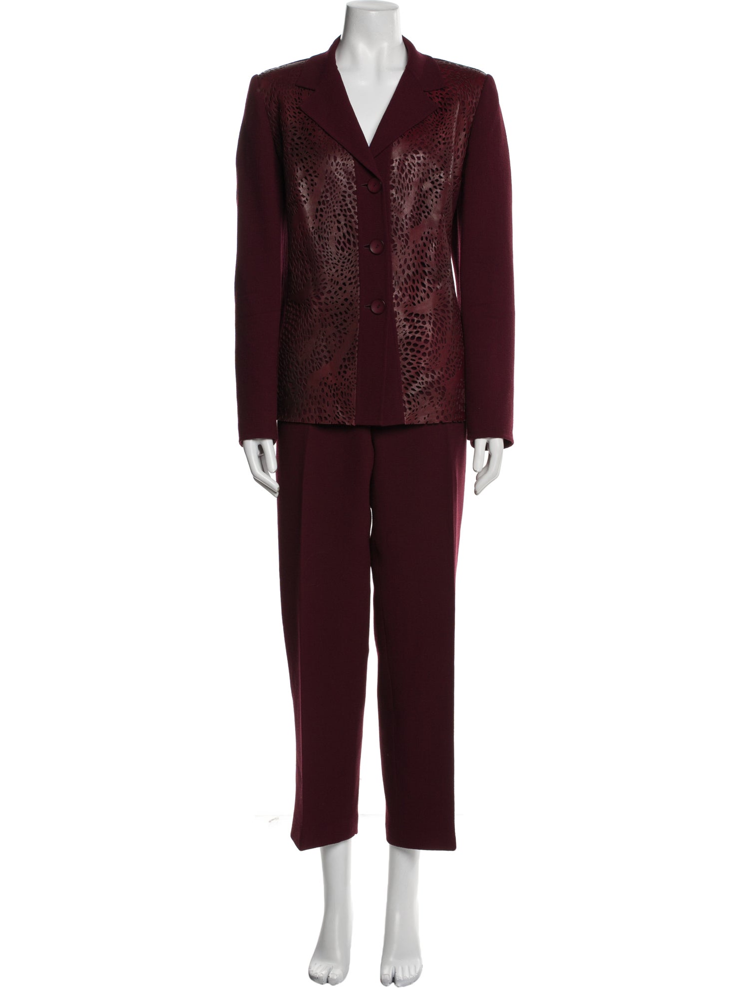 Ripetta Wool Leather Trim Embellishment Pant Set