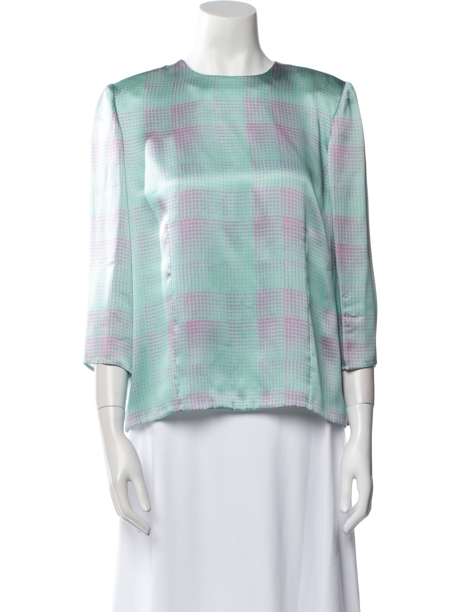 Ripetta Silk Plaid Print Blouse w/ Tags