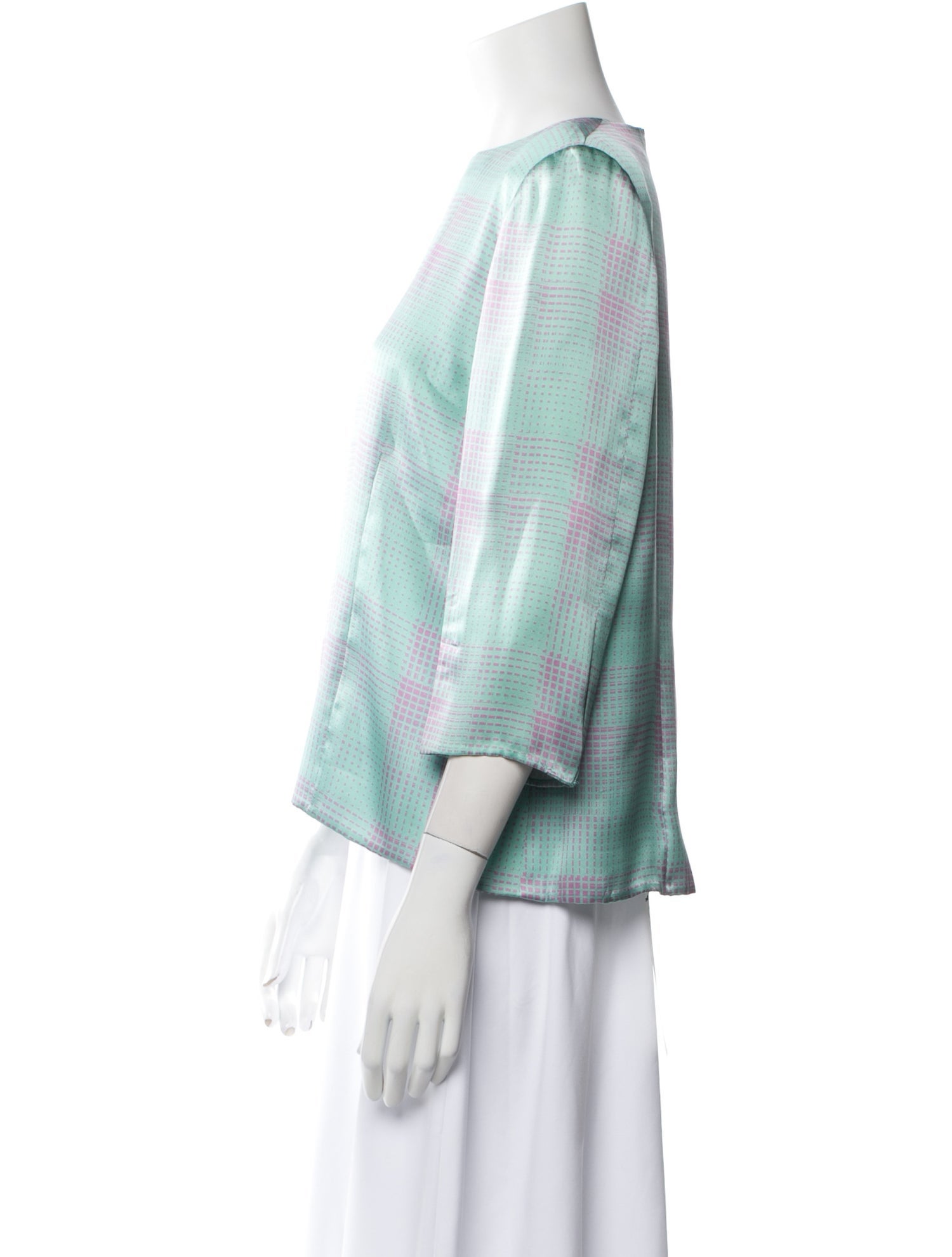 Ripetta Silk Plaid Print Blouse w/ Tags