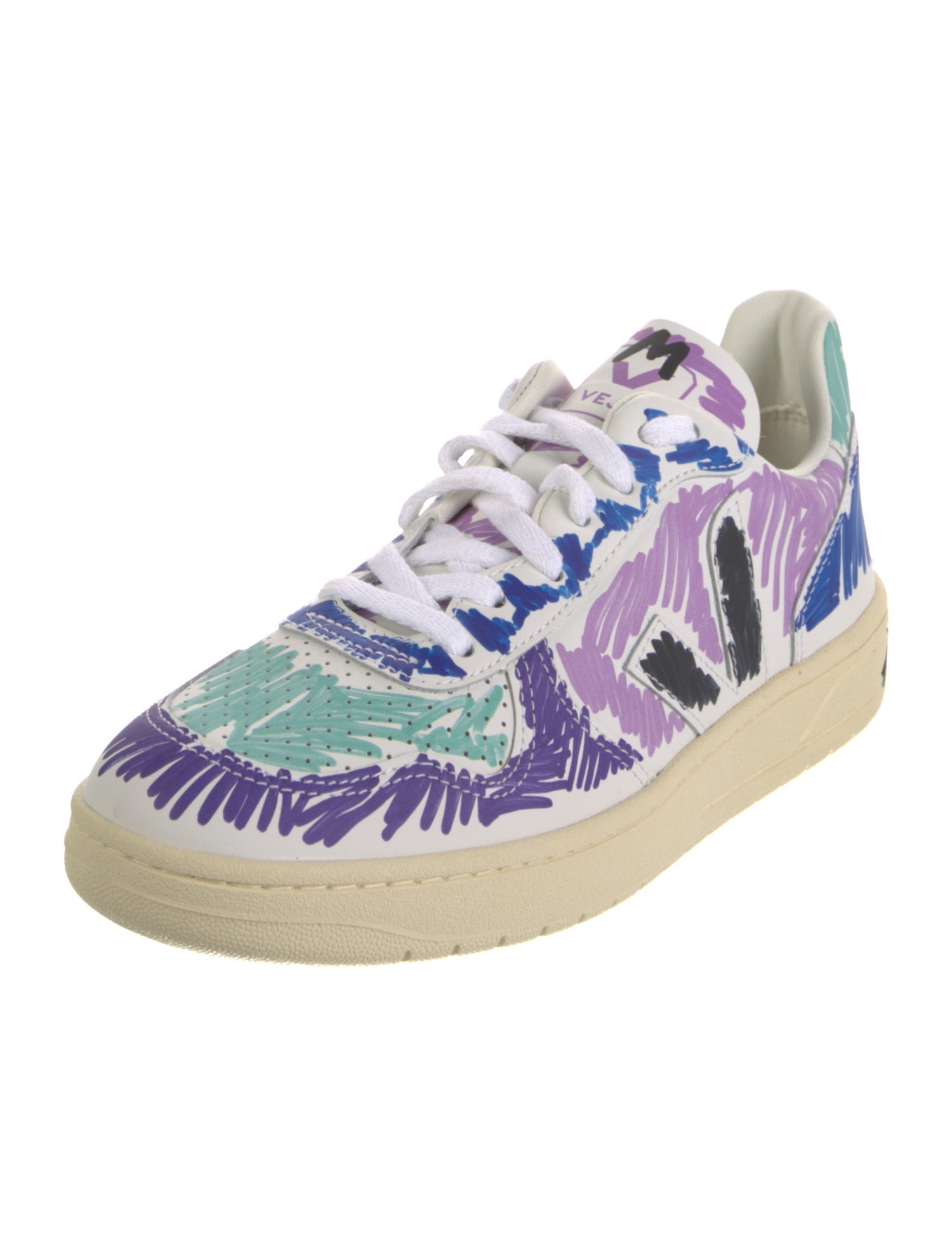 Marni x Veja Leather Printed Sneakers