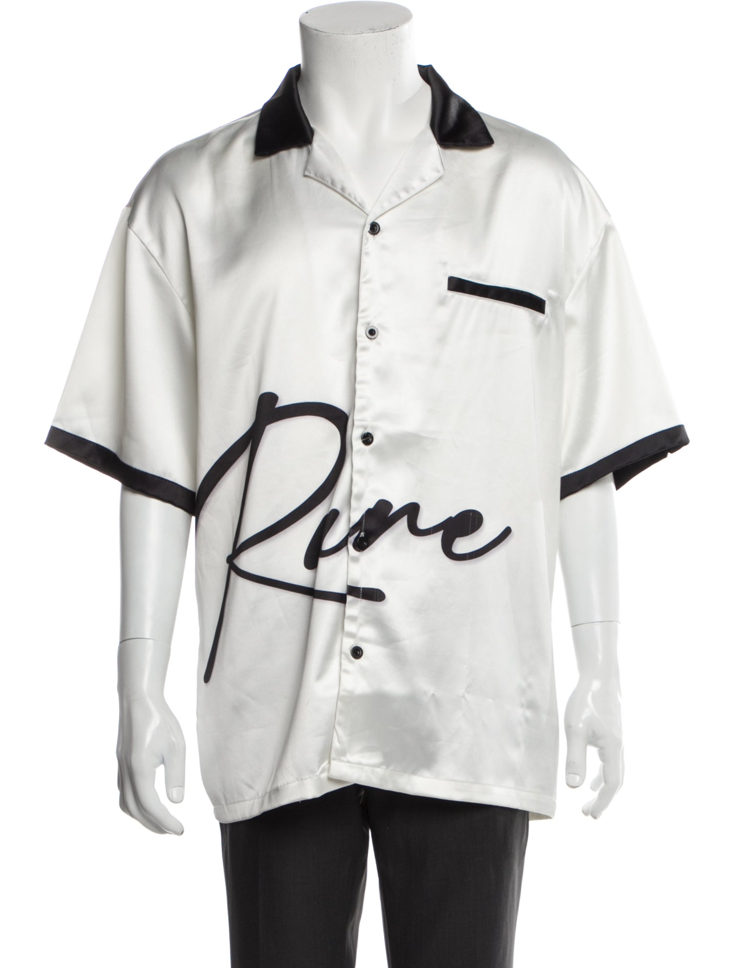 Rare Clothing Brand Graphic Print Collar Henley