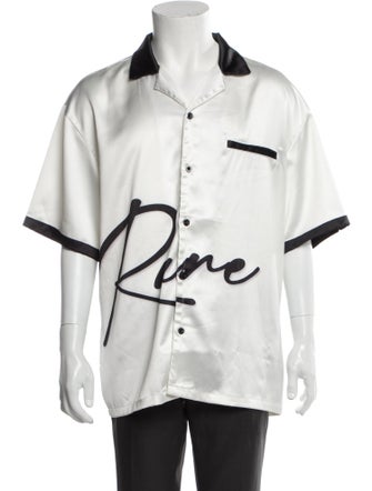 Rare Clothing Brand Graphic Print Collar Henley