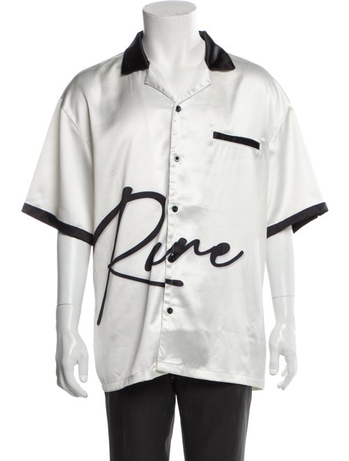 Rare Clothing Brand Graphic Print Collar Henley