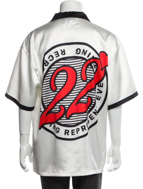 Rare Clothing Brand Graphic Print Collar Henley