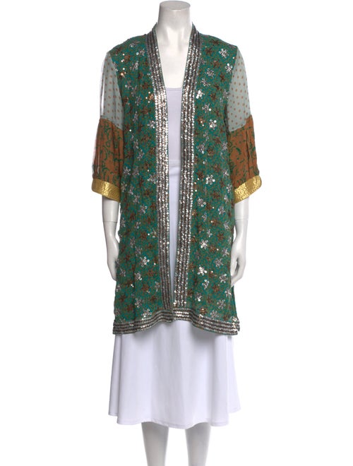 Rapsodia Floral Print Open Front Sweater