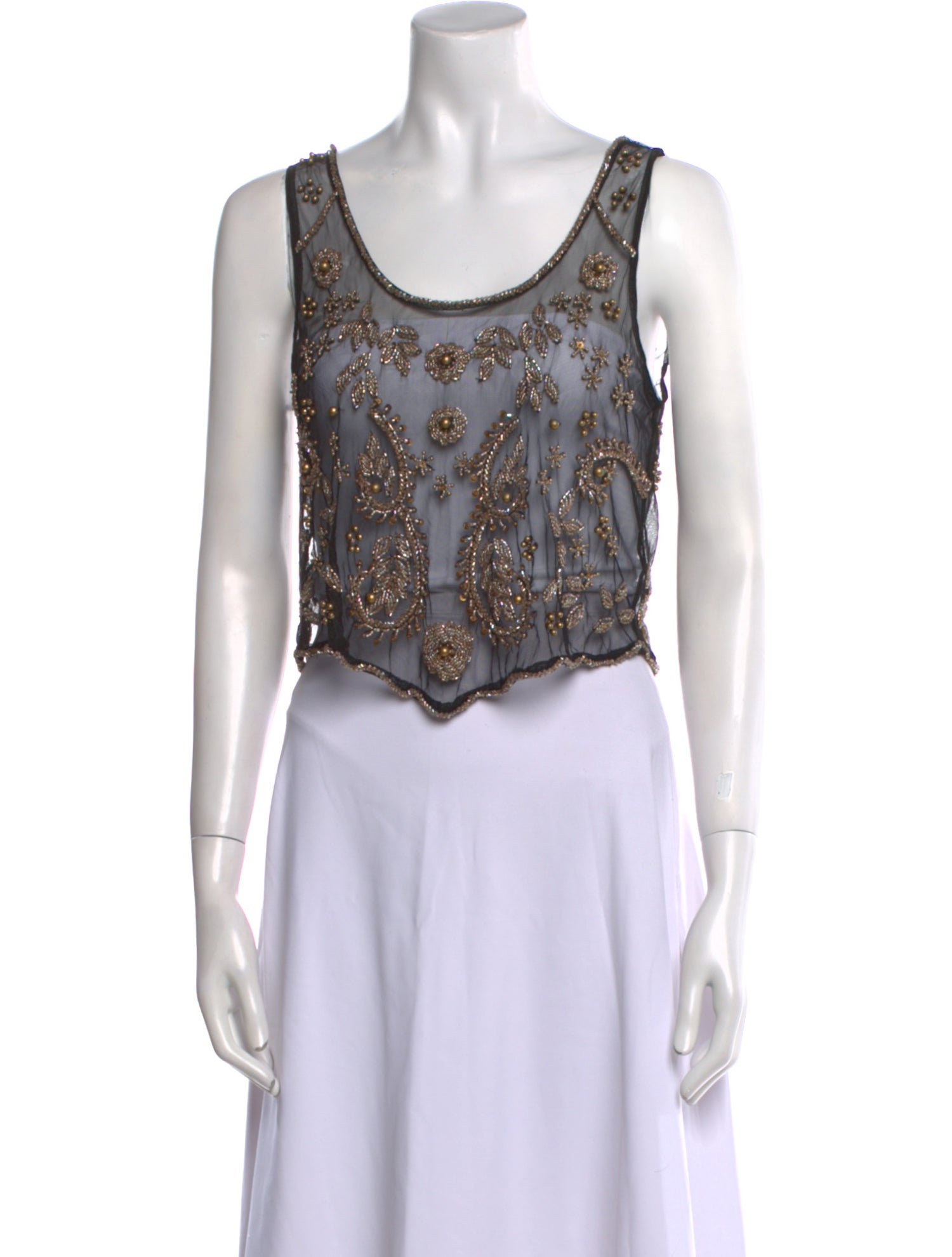 Rapsodia Patterned Scoop Neck Crop Top