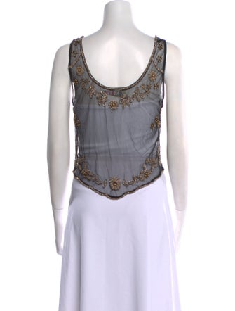 Rapsodia Patterned Scoop Neck Crop Top