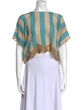 Rapsodia Striped Bateau Neckline Crop Top