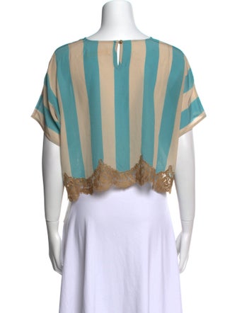 Rapsodia Striped Bateau Neckline Crop Top