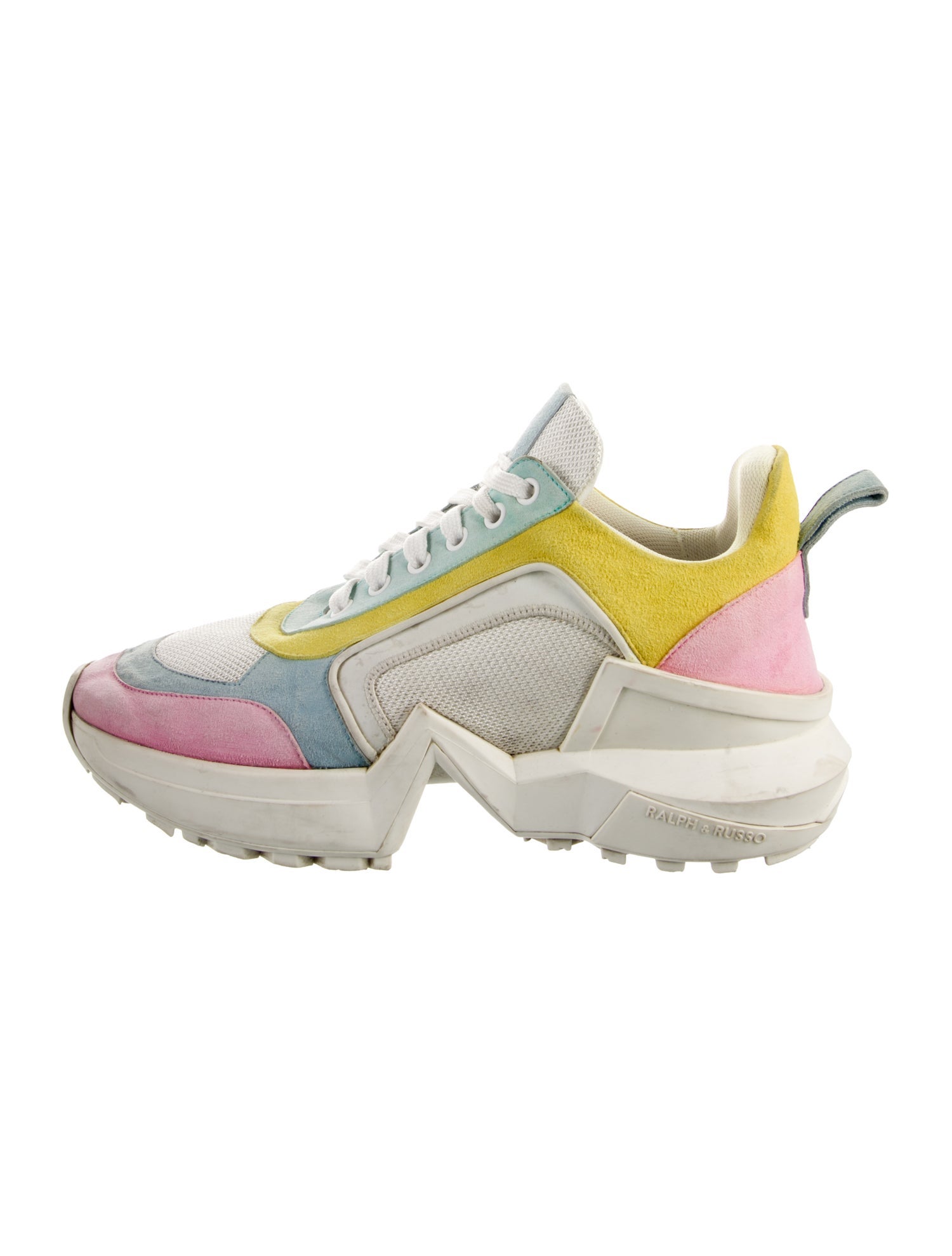 Ralph & Russo Suede Colorblock Pattern Chunky Sneakers