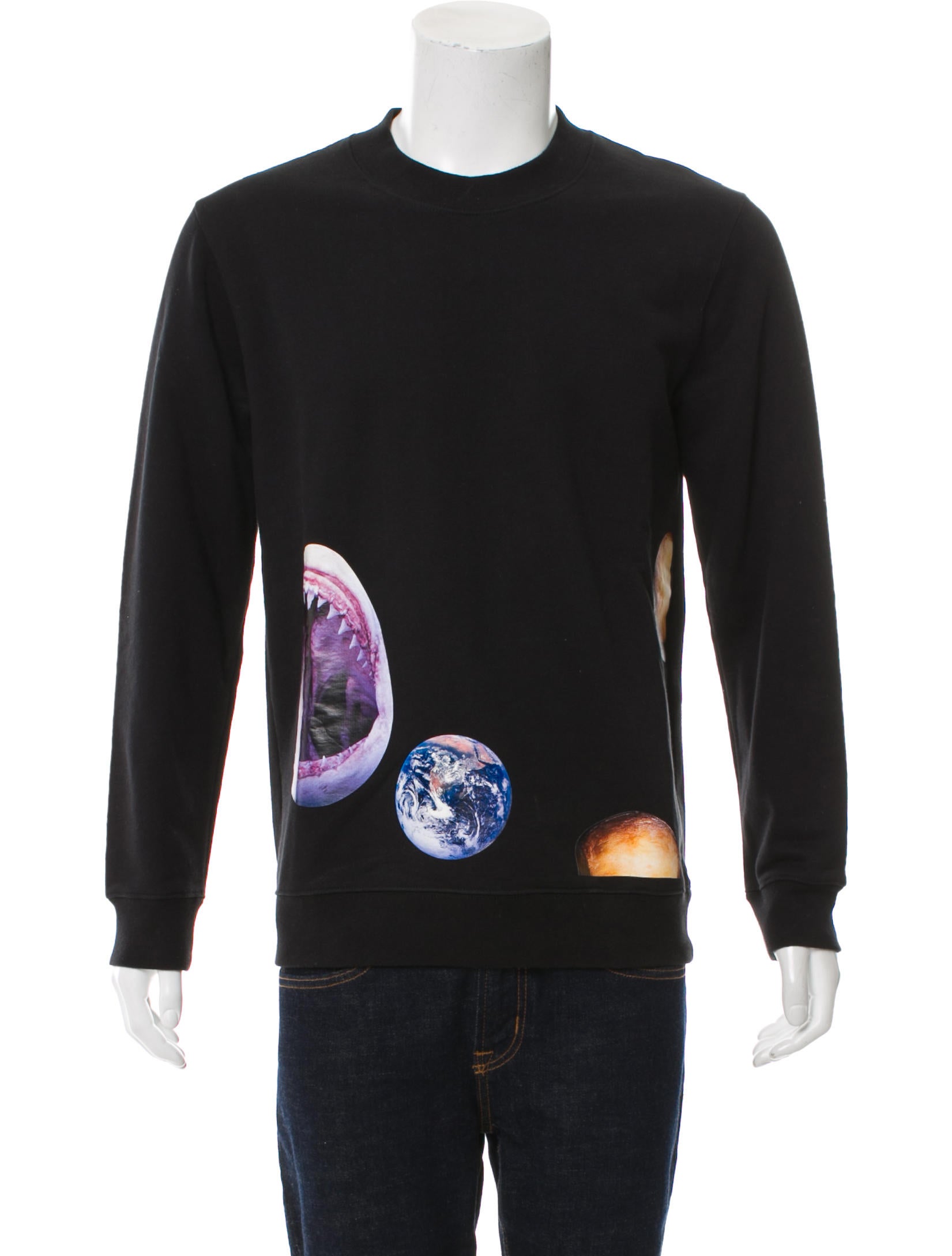 Raf Simons x Sterling Ruby Shark & Planet Print Sweatshirt - Black