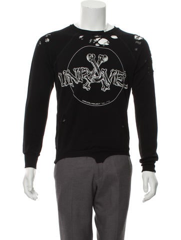 Unravel Project Sweatshirts & Hoodies Distressed Graphic Sweatshirt S