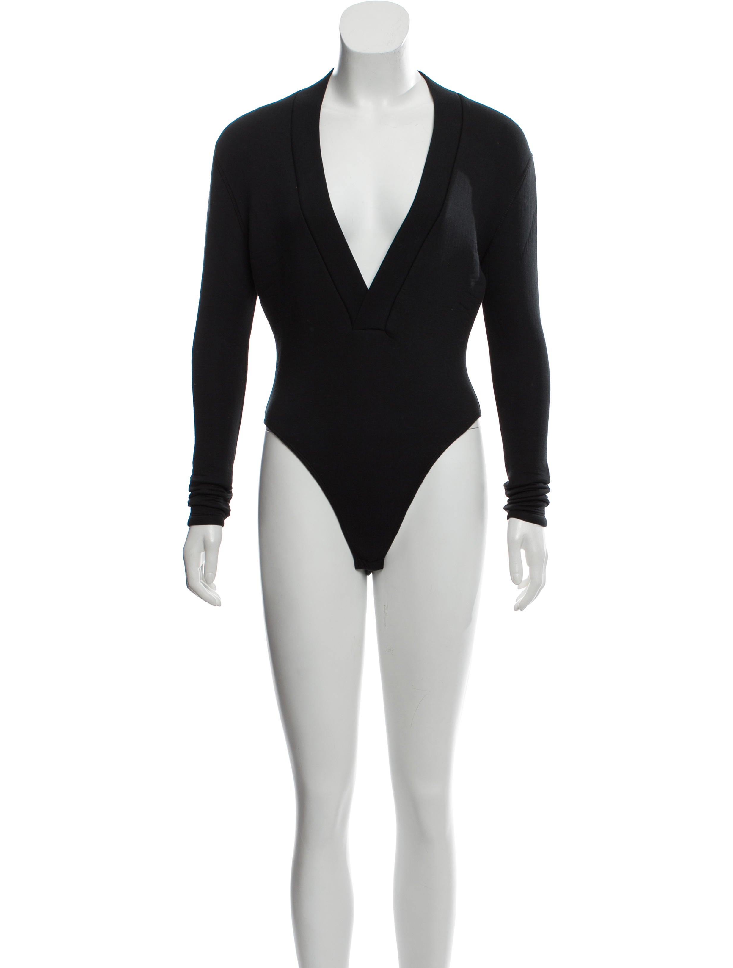 Unravel Project Scuba Elongated Sleeve V-Neck Top