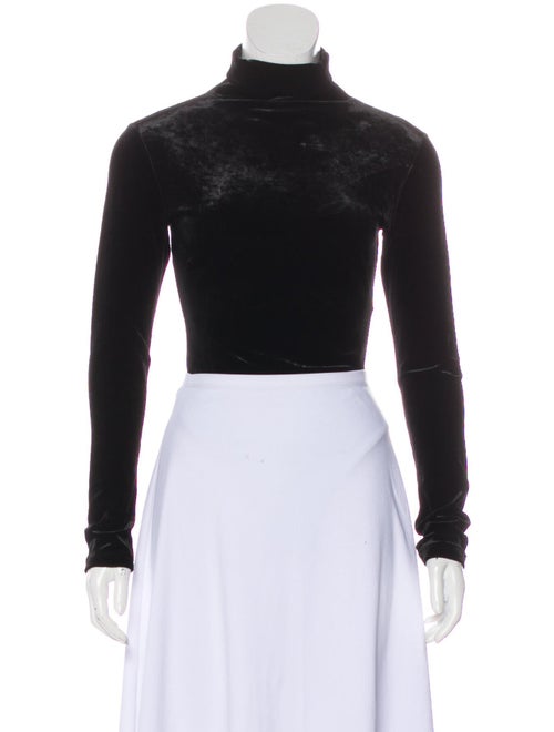 Unravel Project Turtleneck Long Sleeve Crop Top Bl