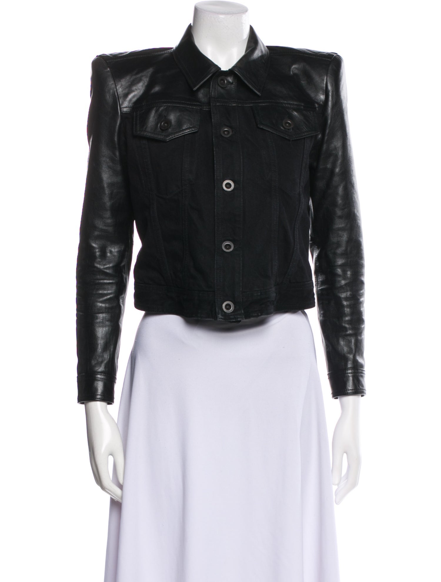 Unravel Project Leather Denim Jacket