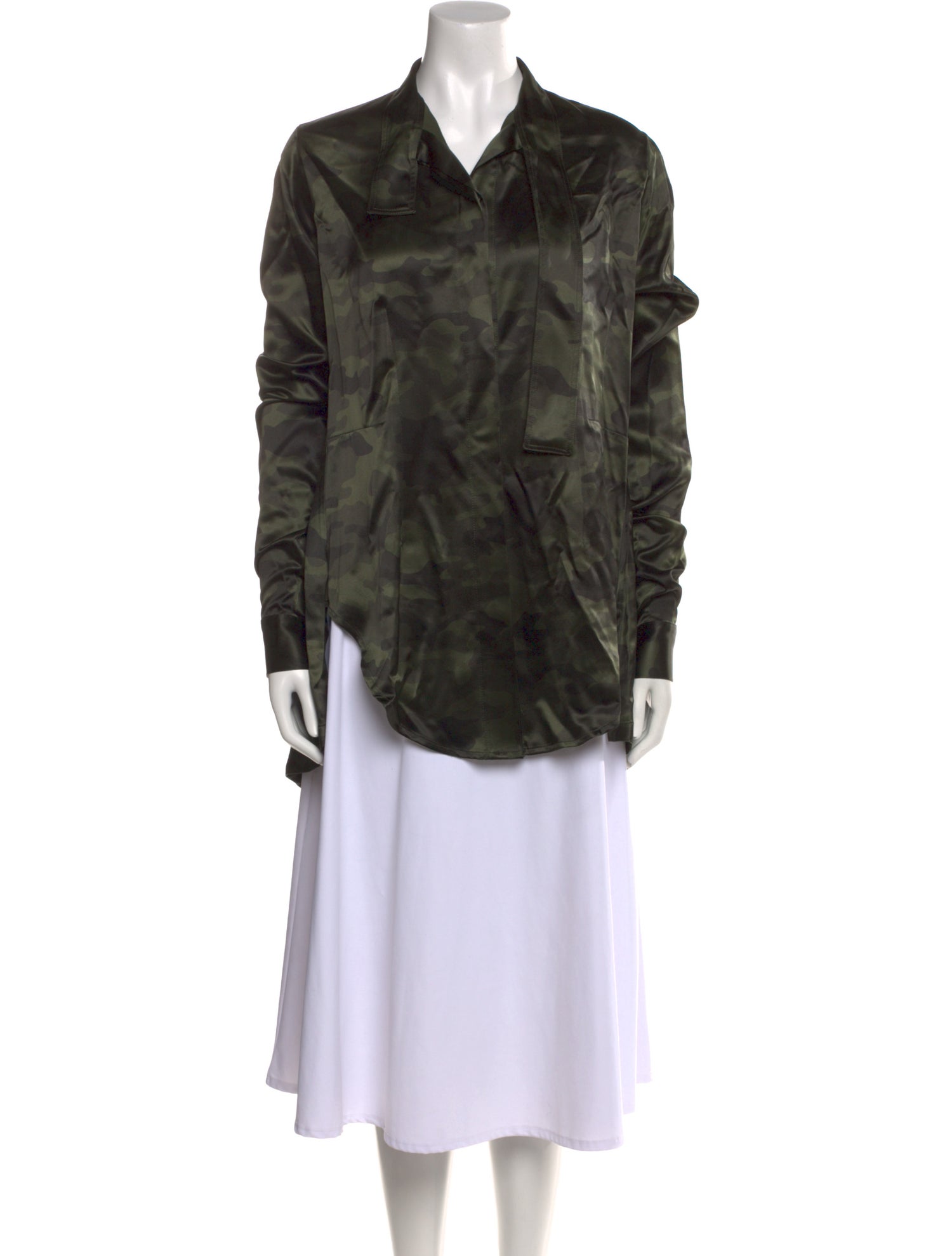 Unravel Project Silk Long Sleeve Button-Up Top