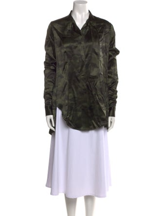 Unravel Project Silk Long Sleeve Button-Up Top