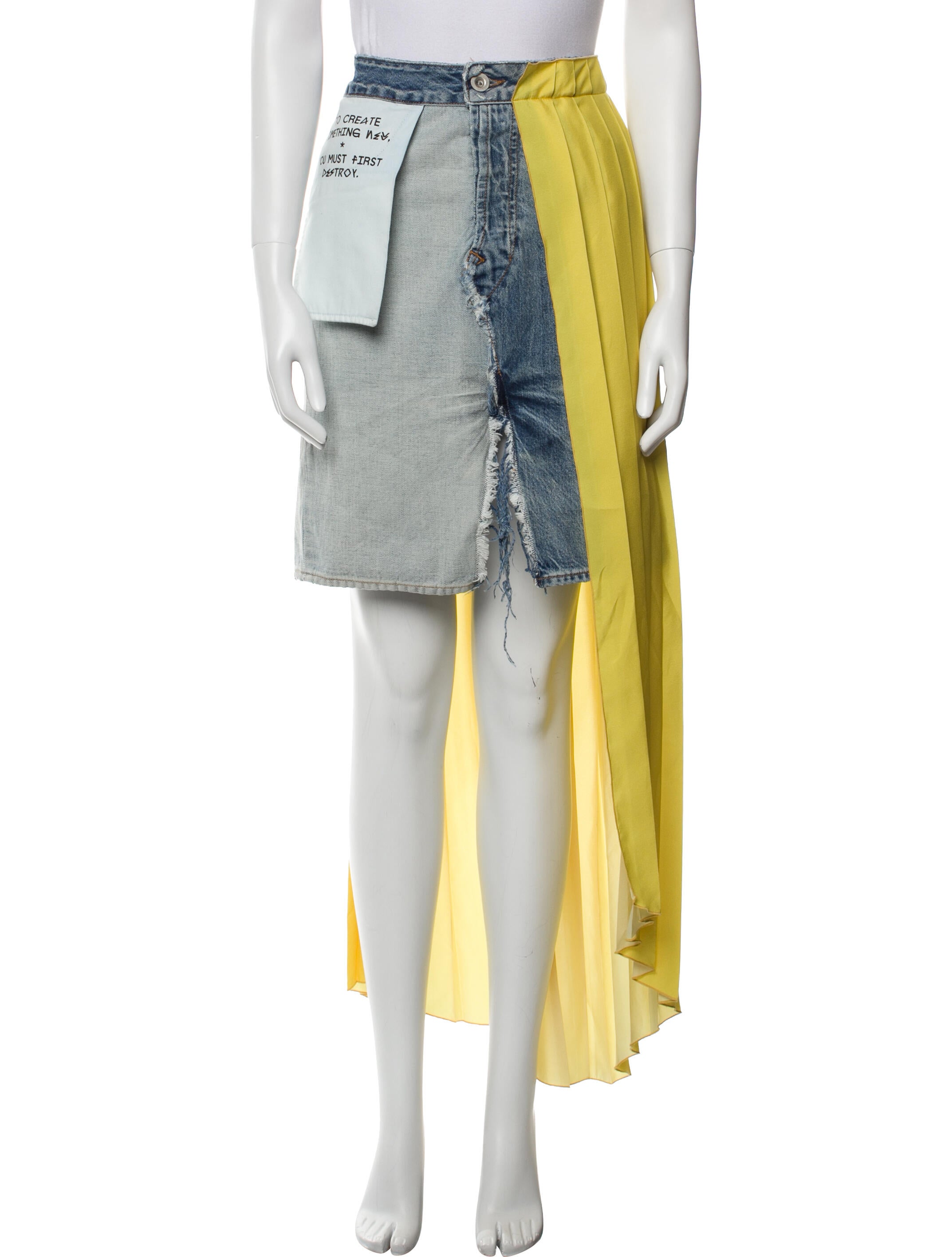 Unravel Project Colorblock Pattern Long Skirt