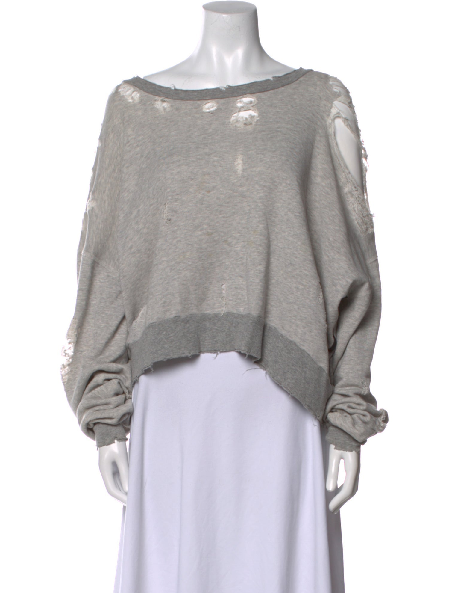 Unravel Project Bateau Neckline Long Sleeve Sweatshirt