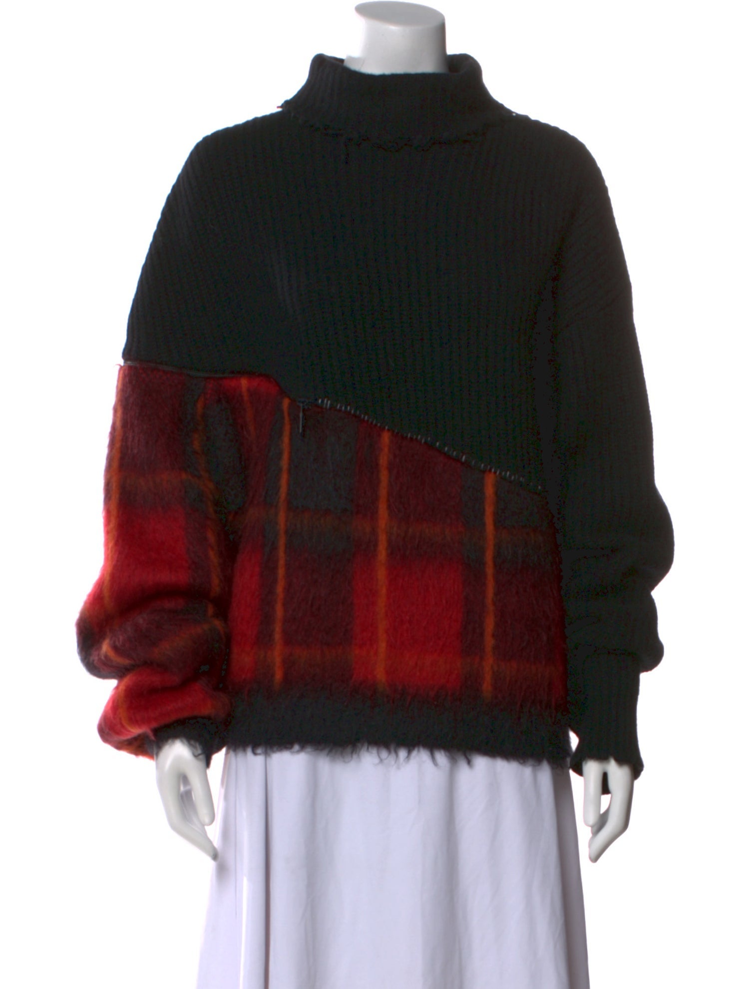 Unravel Project Plaid Print Turtleneck Sweater