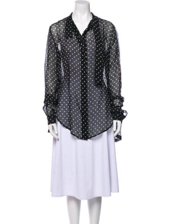 Unravel Project Silk Polka Dot Print Button-Up Top