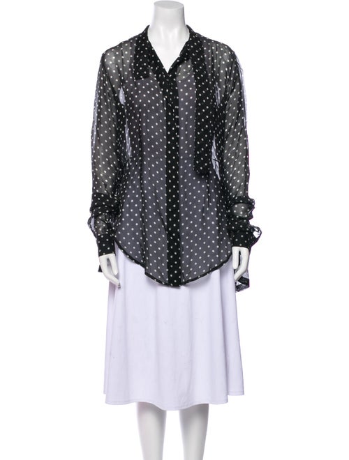 Unravel Project Silk Polka Dot Print Button-Up Top