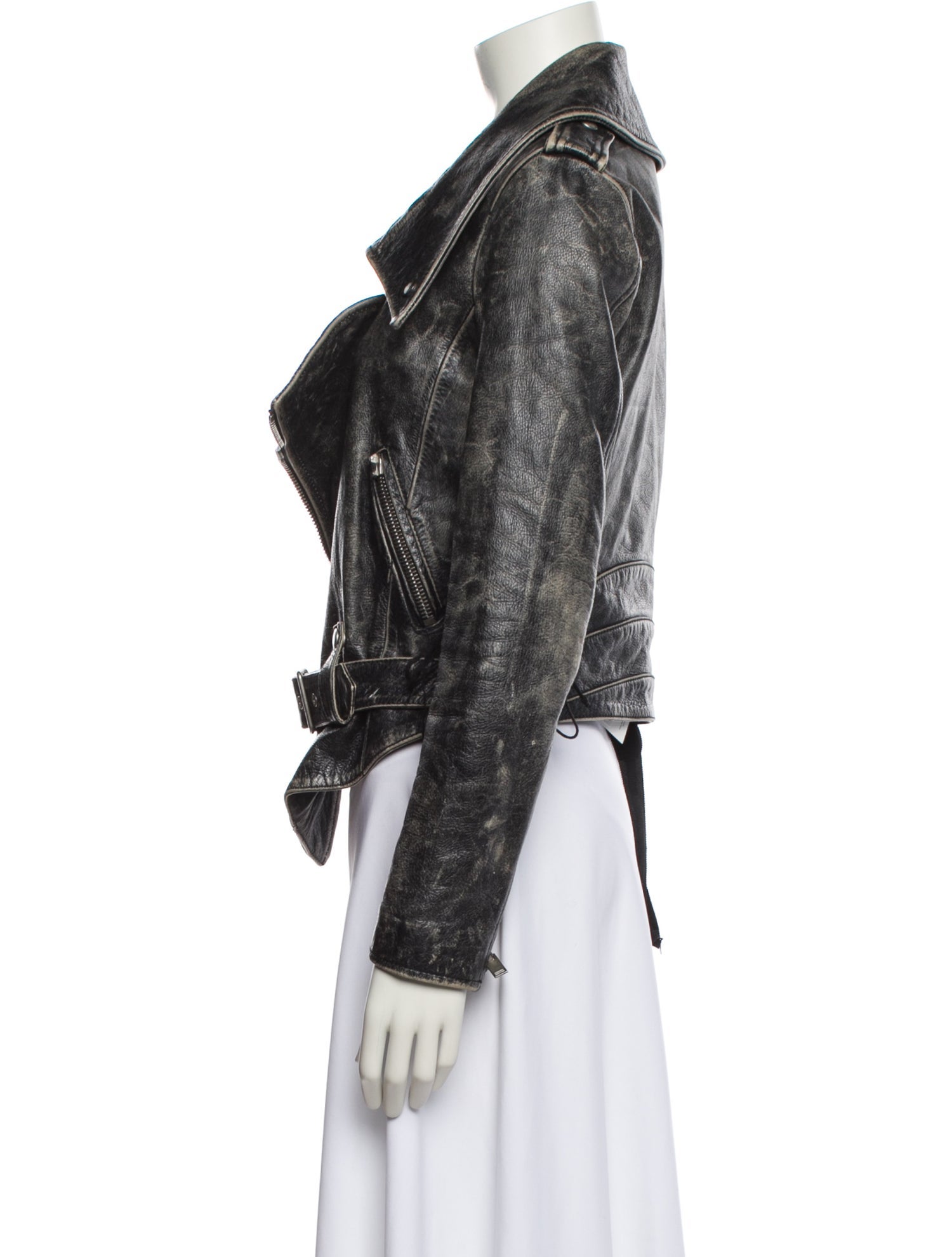 Unravel Project Leather Printed Biker Jacket