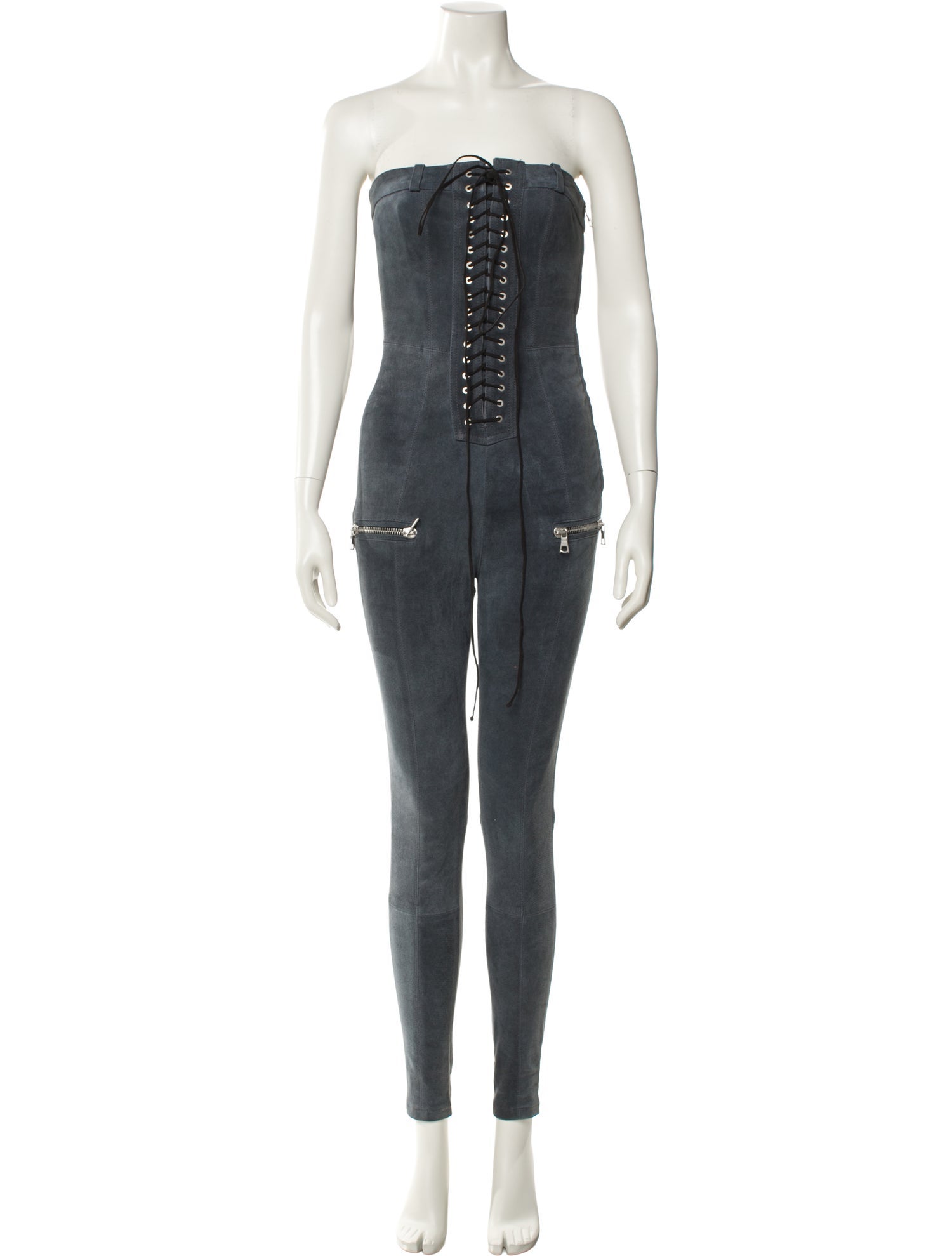 Unravel Project Lambskin Strapless Jumpsuit