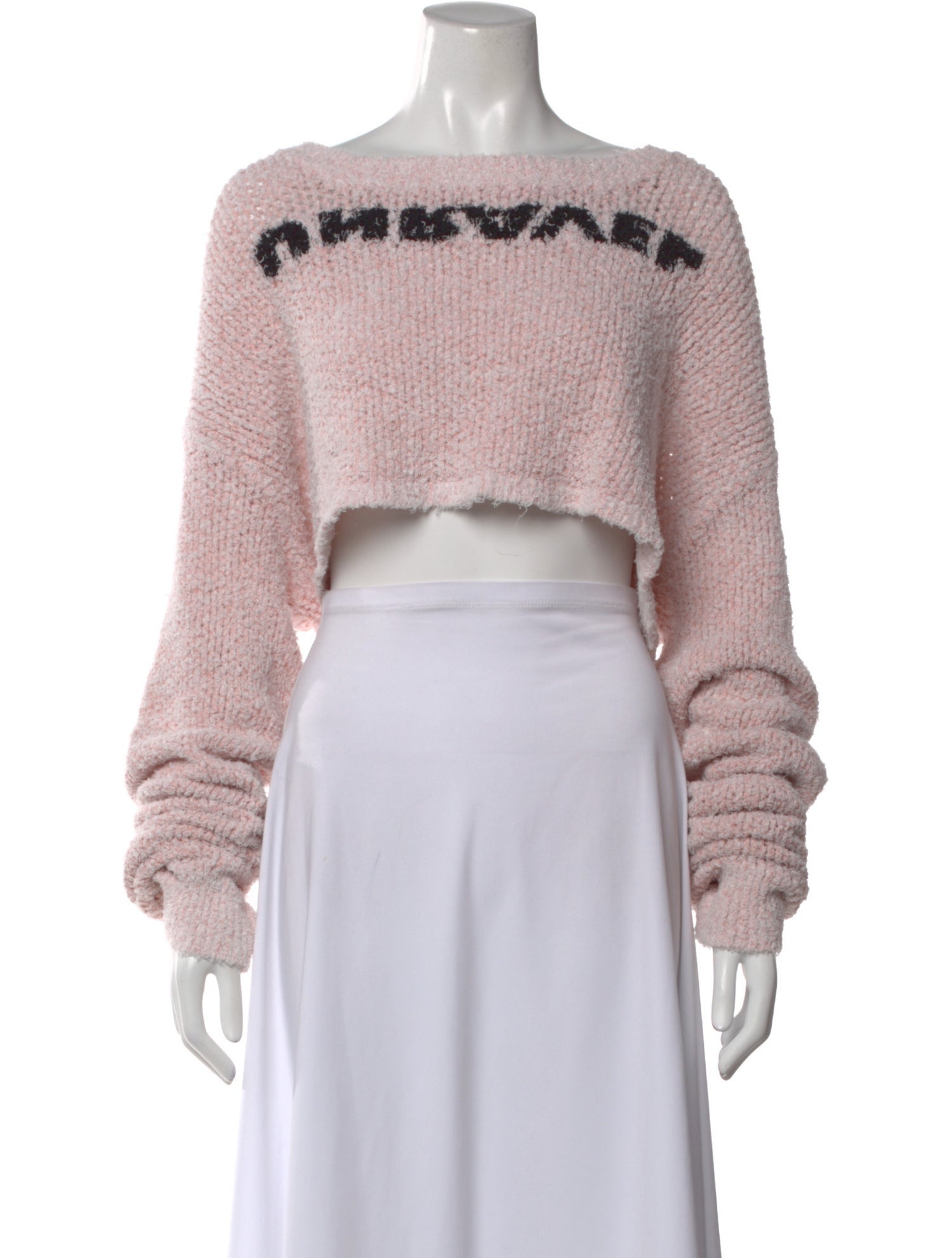 Unravel Project Graphic Print Bateau Neckline Crop Top