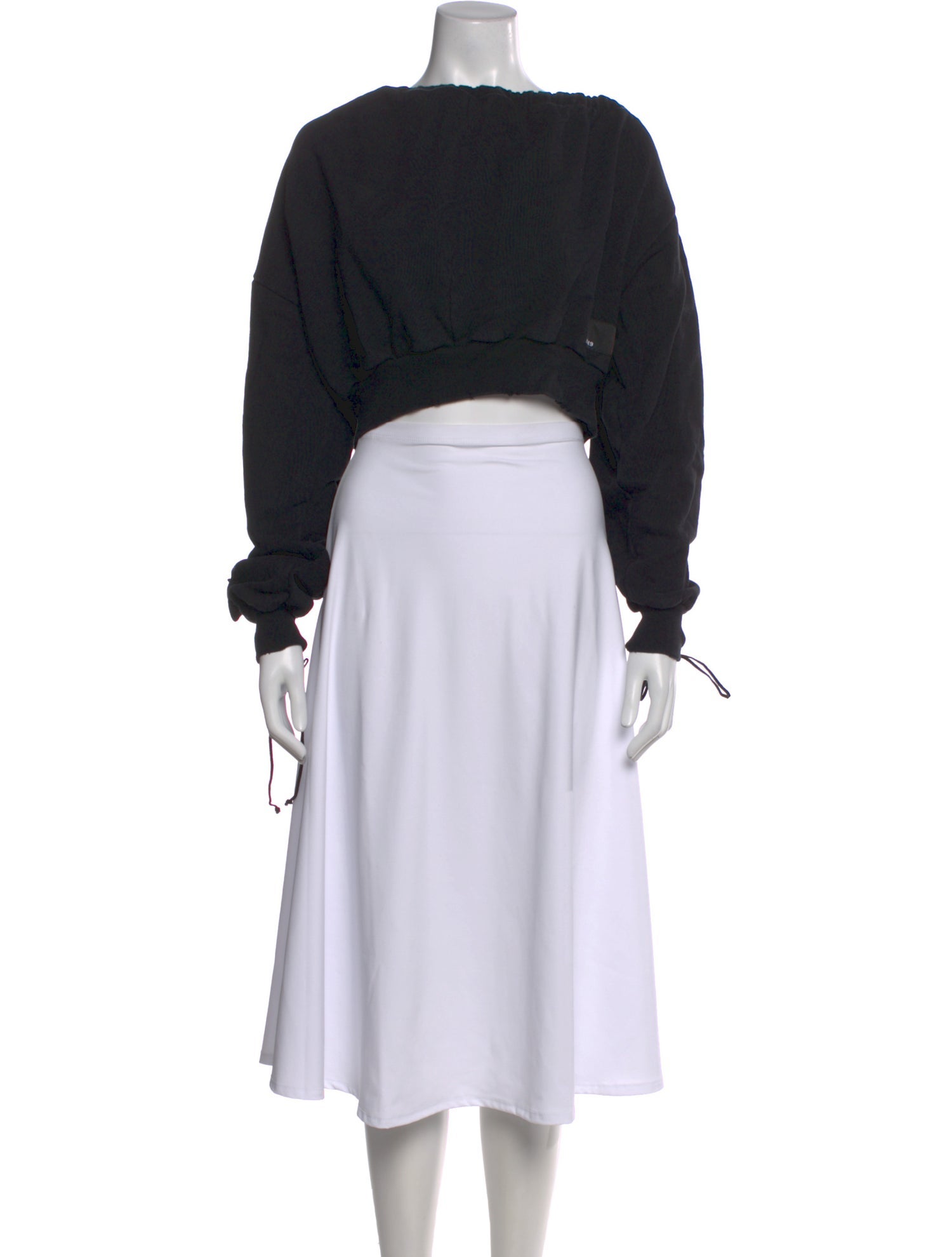 Unravel Project Crew Neck Long Sleeve Crop Top