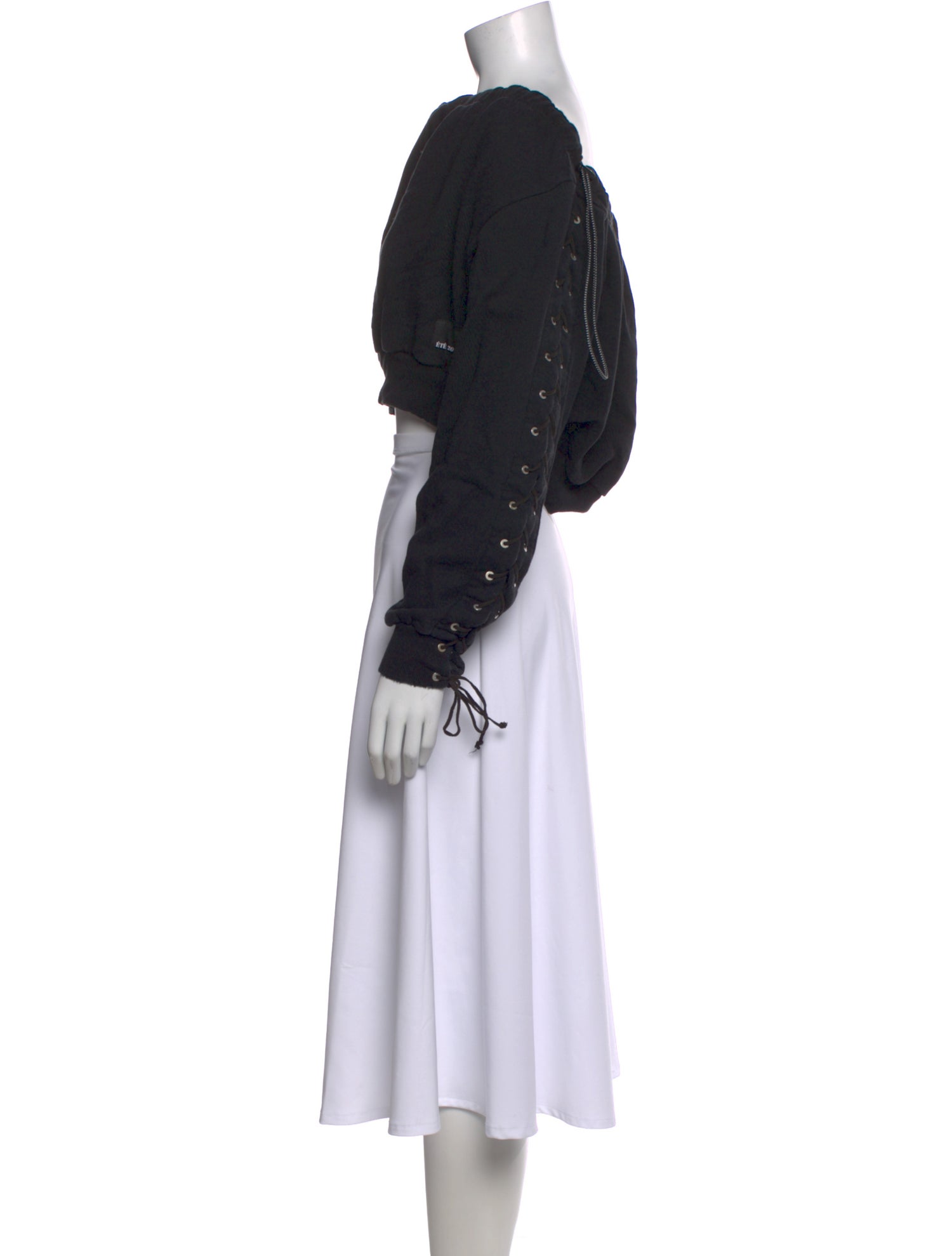 Unravel Project Crew Neck Long Sleeve Crop Top