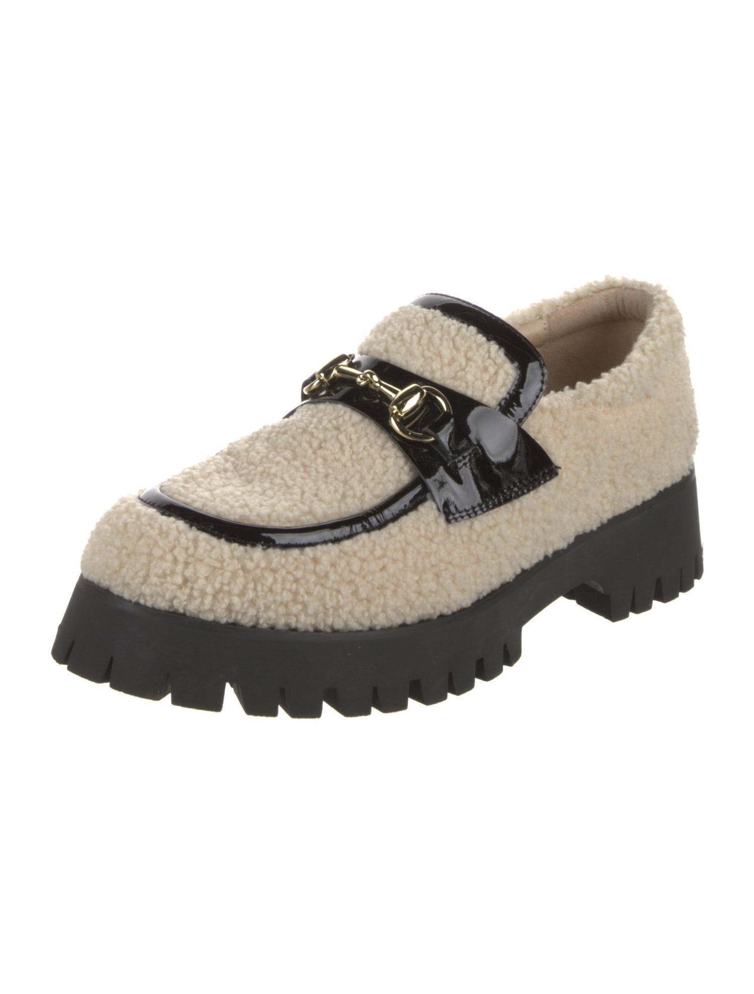 Raye Shearling Colorblock Pattern Loafers