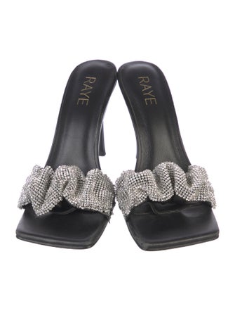 Raye Leather Crystal Embellishments Slides