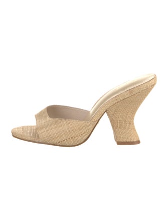 Raye Raffia Leather Trim Embellishment Slides