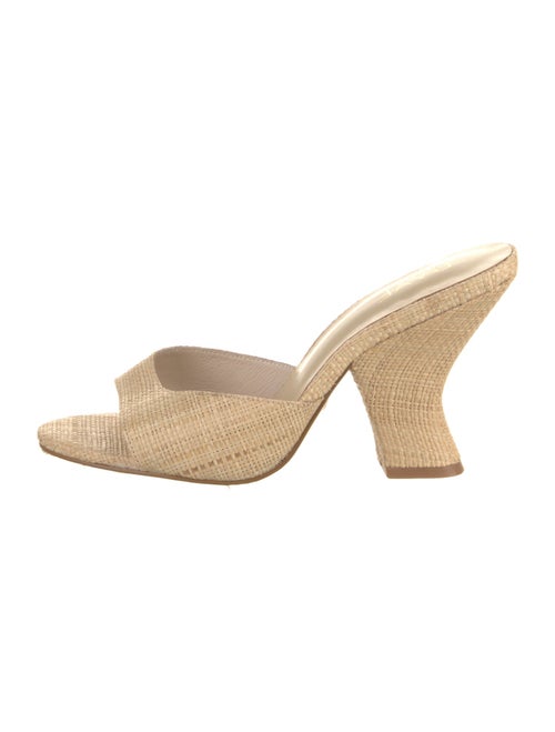 Raye Raffia Leather Trim Embellishment Slides