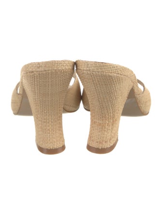 Raye Raffia Leather Trim Embellishment Slides