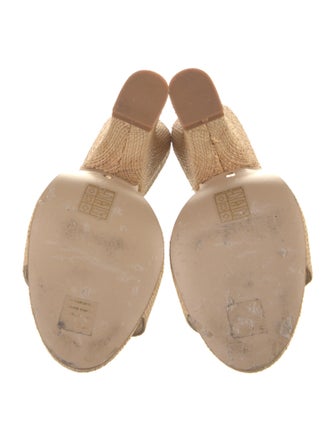 Raye Raffia Leather Trim Embellishment Slides