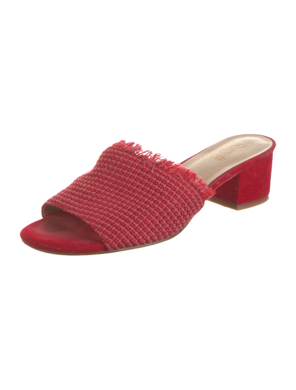 Raye Slides Red Patterned Leather Trim Leather & … - image 2