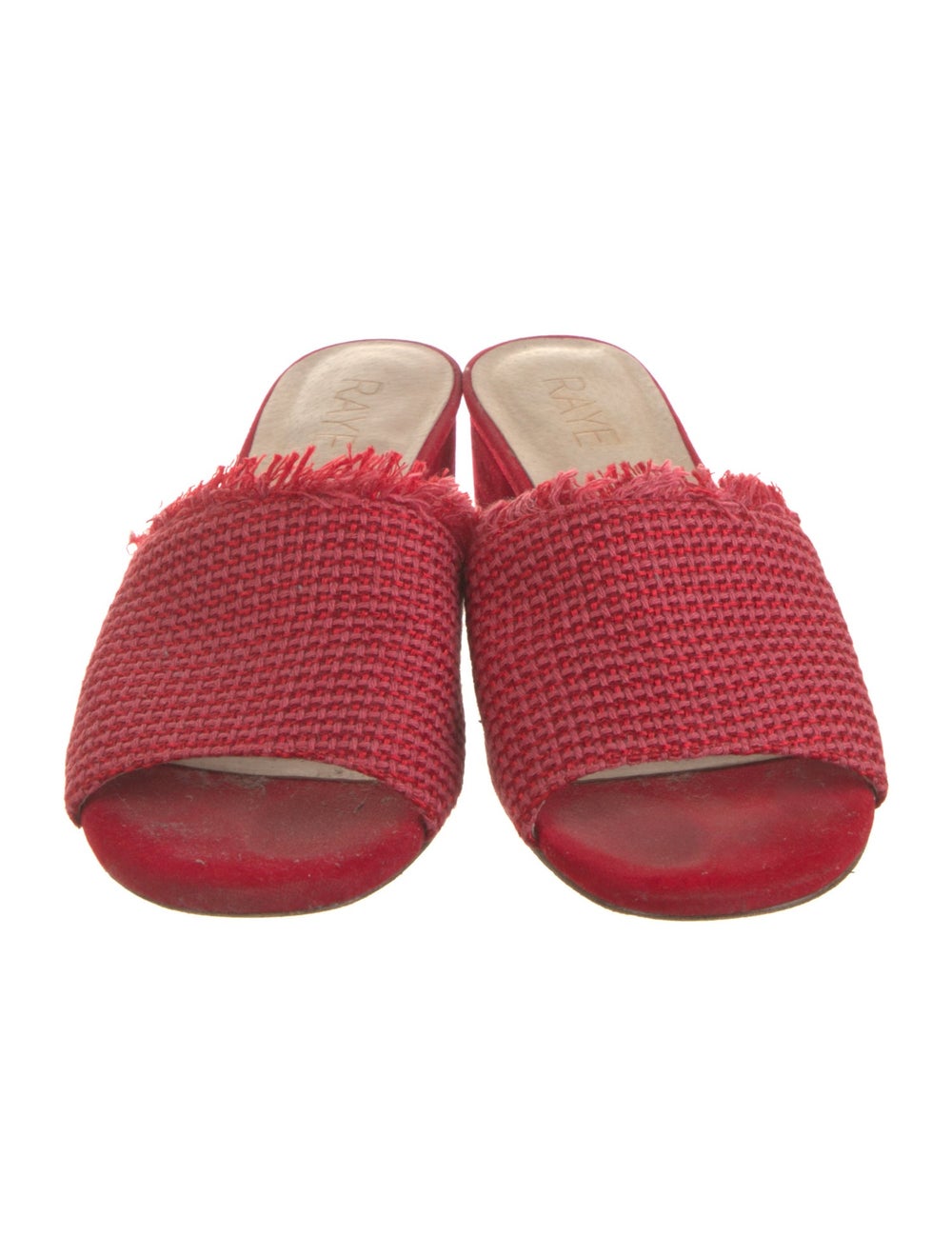 Raye Slides Red Patterned Leather Trim Leather & … - image 3