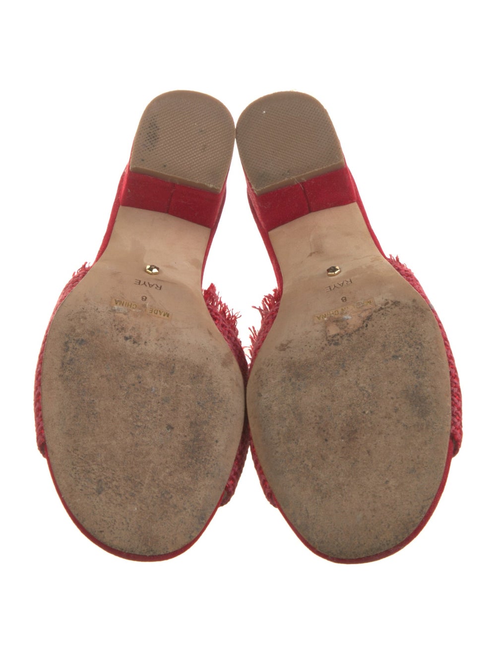 Raye Slides Red Patterned Leather Trim Leather & … - image 5