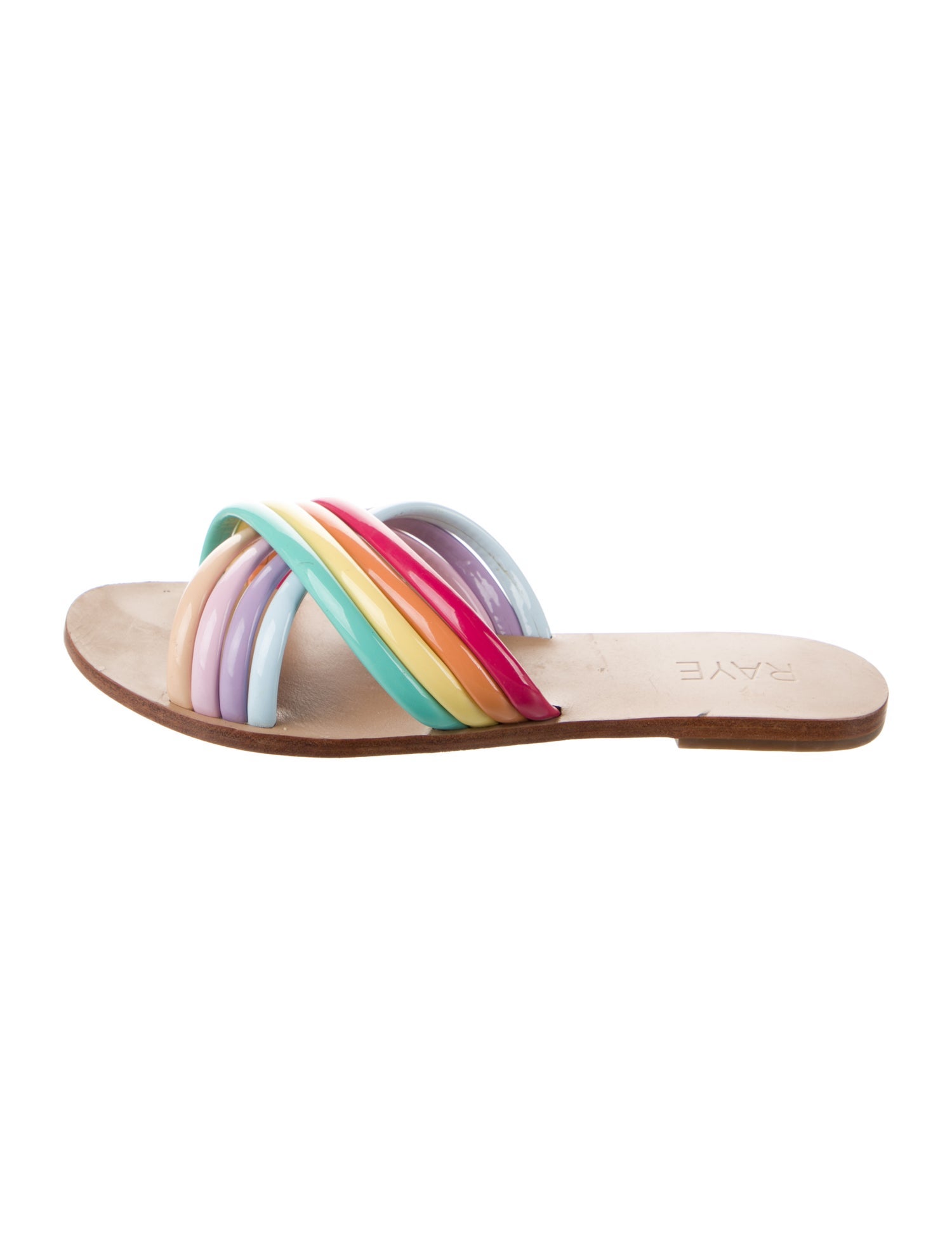 Raye Leather Colorblock Pattern Slides
