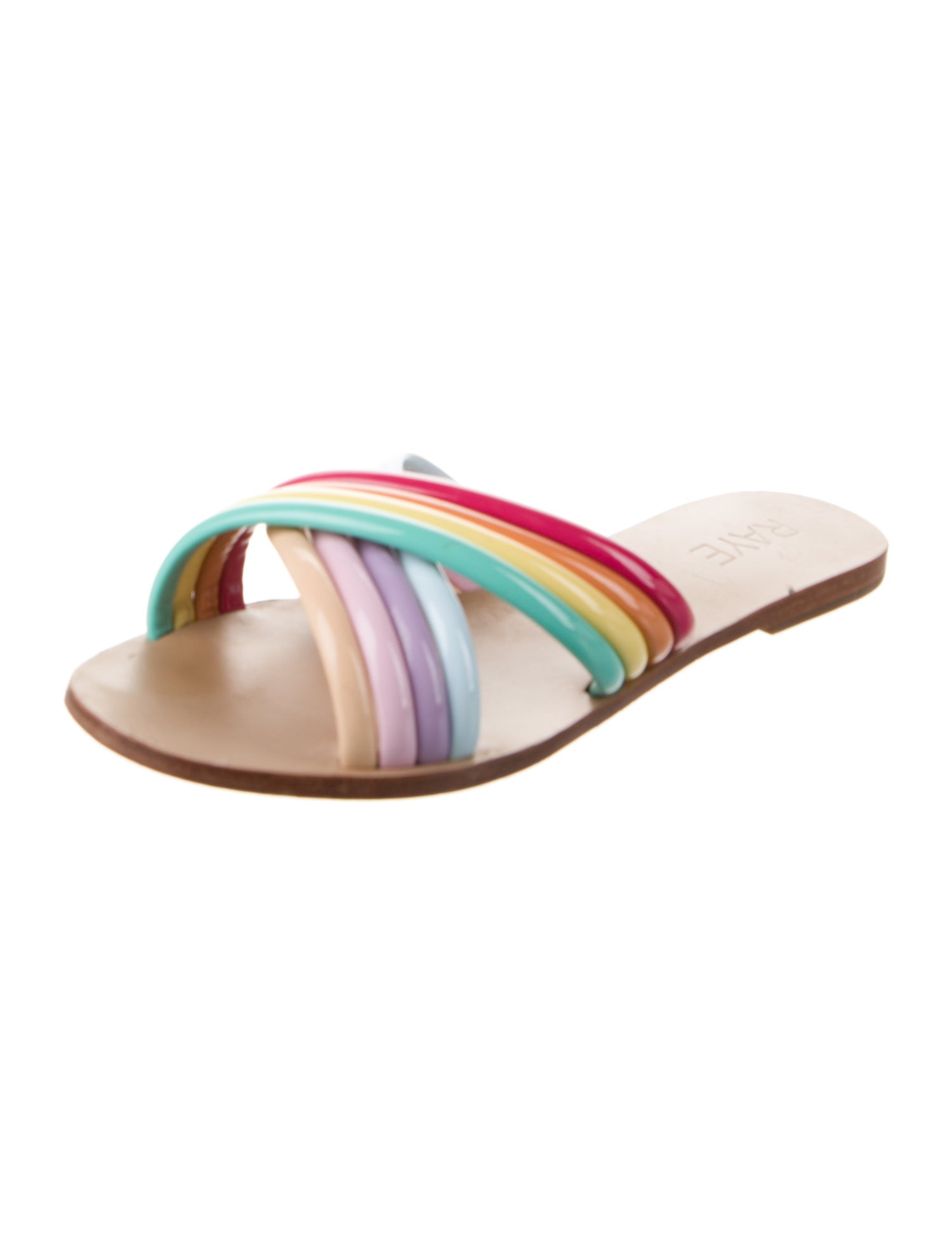 Raye Leather Colorblock Pattern Slides