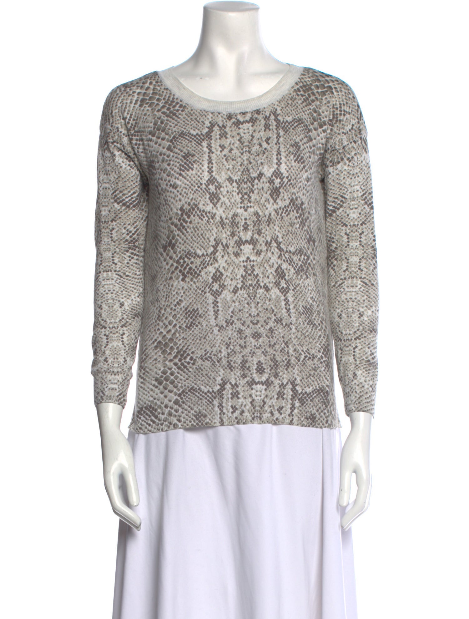 Rebecca Taylor Animal Print Scoop Neck Sweater