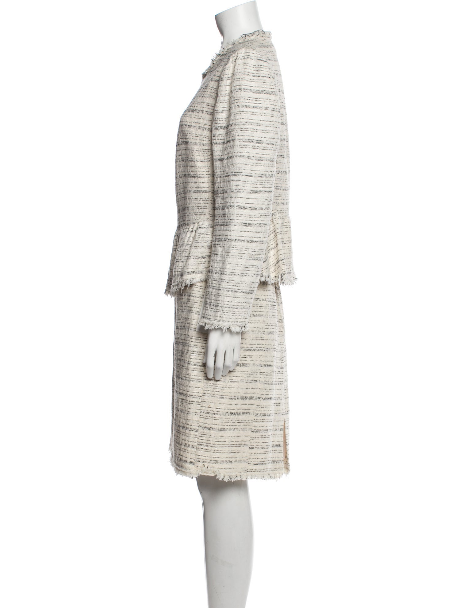 Rebecca Taylor Striped Raw-Edge Trim Skirt Suit