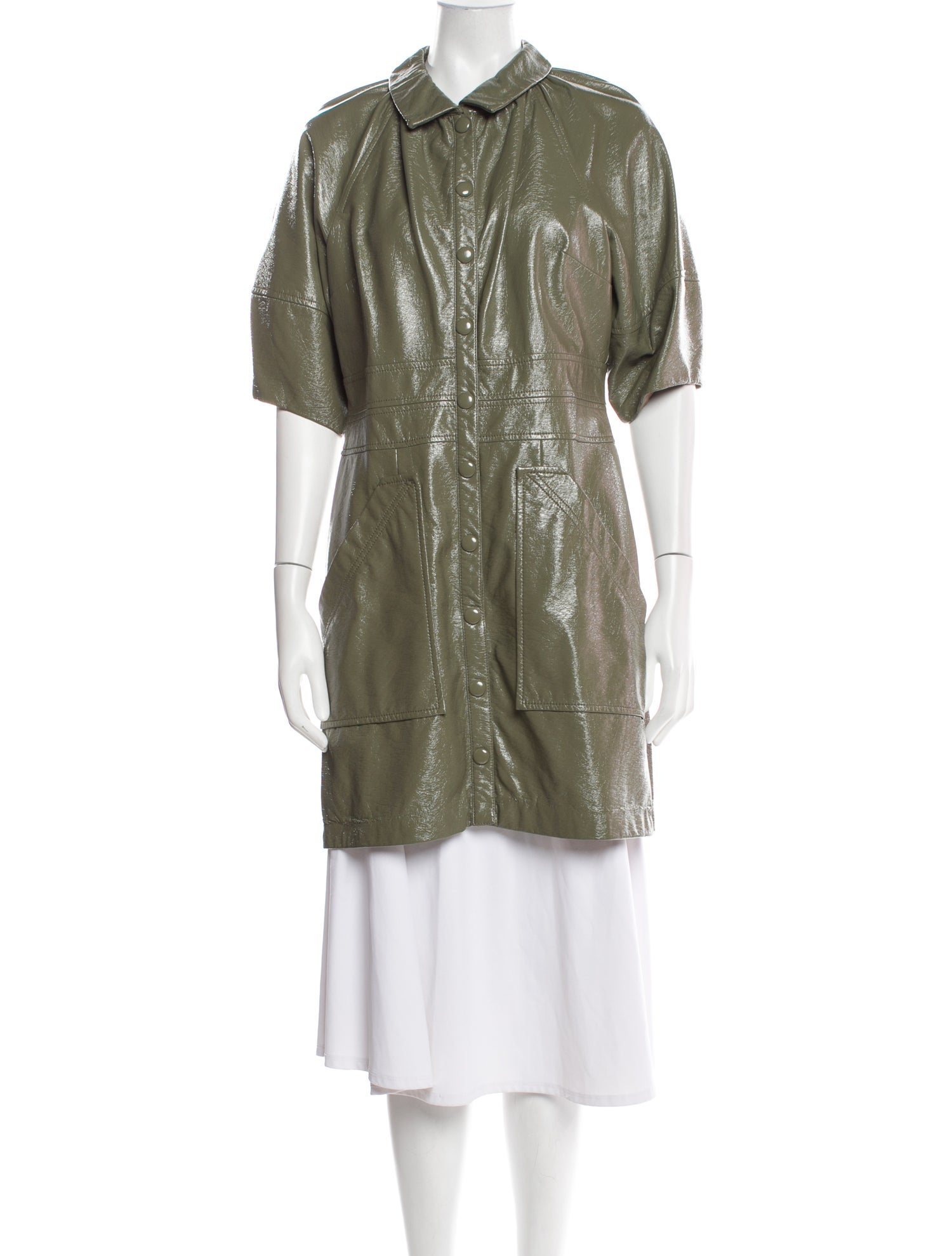 Rebecca Taylor Faux Leather Trench Coat