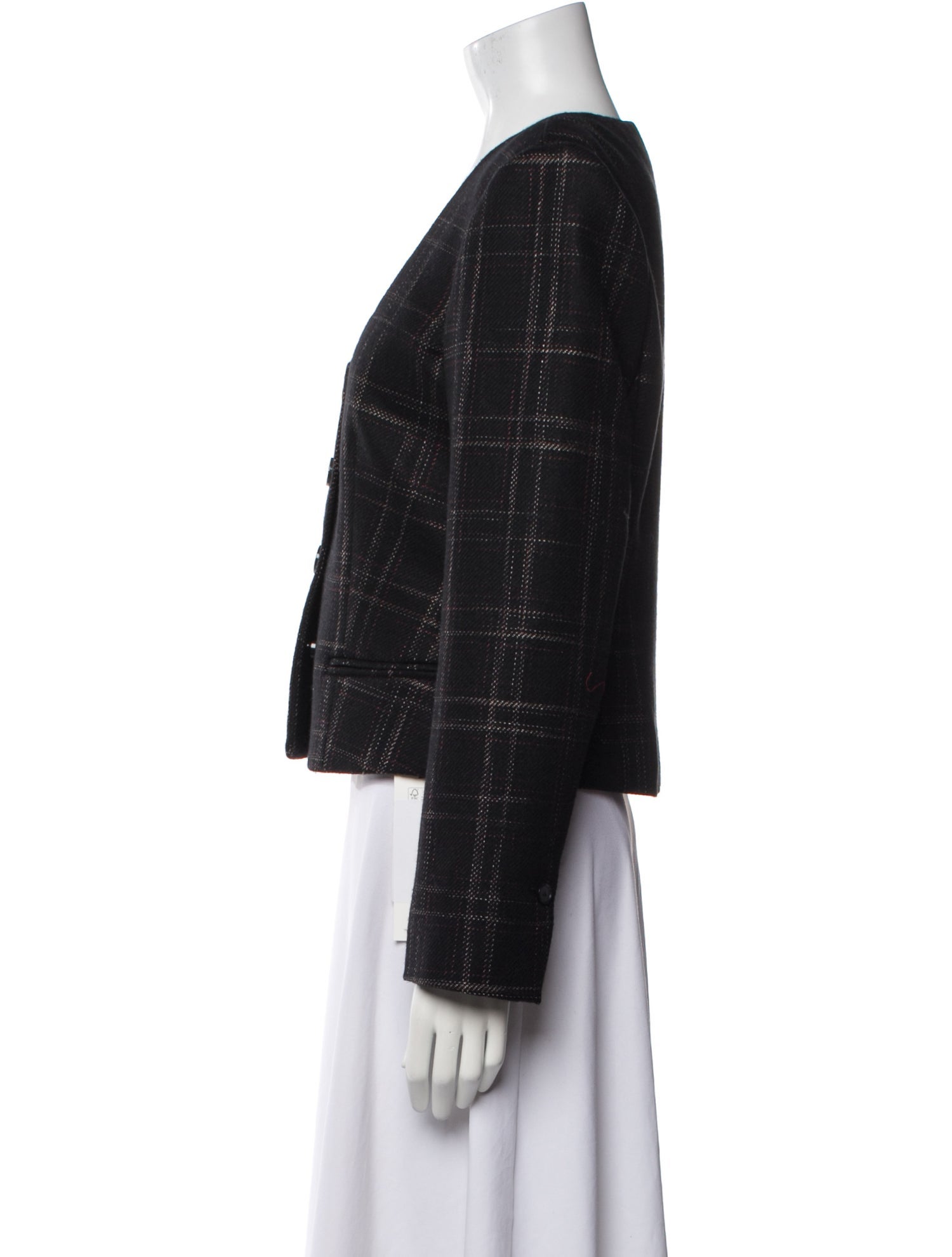 Rebecca Taylor Wool Plaid Print Evening Jacket