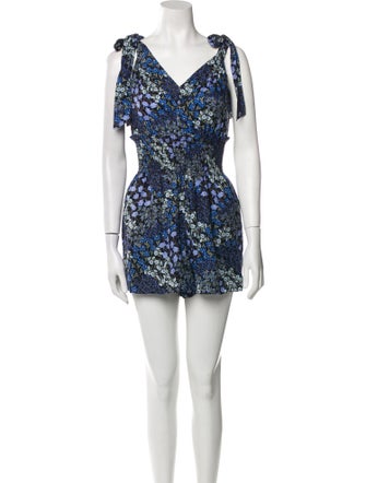 Rebecca Taylor Printed V-Neck Romper