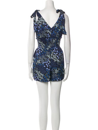 Rebecca Taylor Printed V-Neck Romper